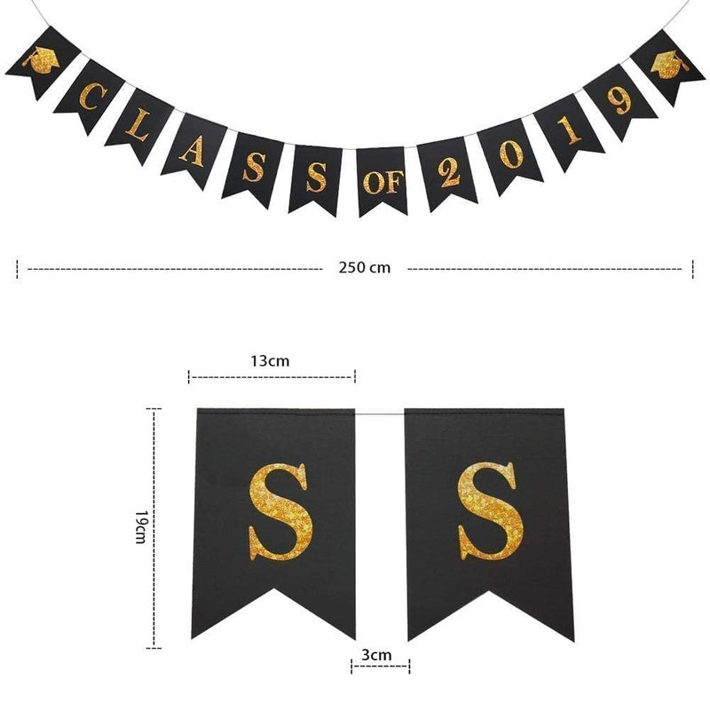 Decor365 Gold Black Congratulations Banner for Graduatoin Party Decoration Swallowtail Pennant Flags Bunting Hanging Congrats Sign for New Job Promotion Retirement Team Parties- No DIY Needed - Image 4